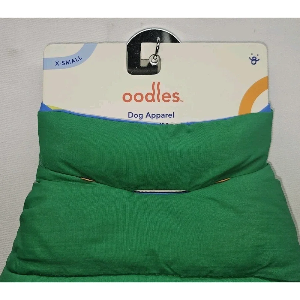Oodles Dog Clothes Green Quilted Puffer Vest Warm Winter Jacket Size X-Small XS